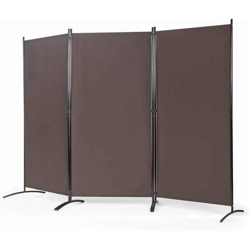 Paravent sur Pied 3 Panneaux Pliable,Brise Vue,Cloison de Séparation Pièce Protéger Privée, 260 x 183 cm Café - Costway