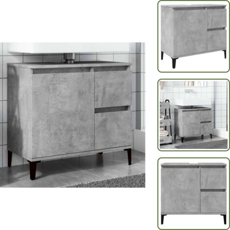Grigio cemento - vidaXL Mobile Lavabo da Bagno Grigio Rovere 65x33x60cm in Truciolato - Cassetti