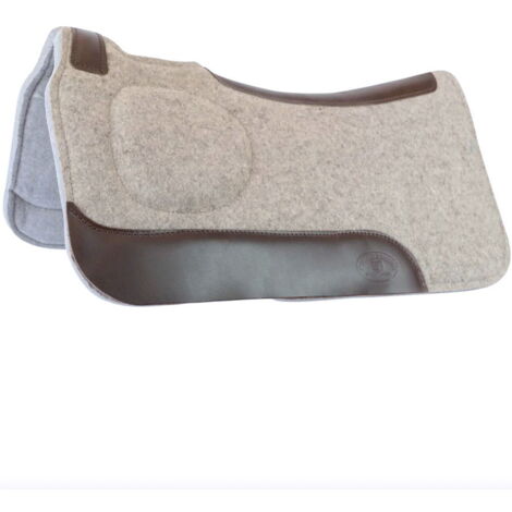 GRIGIO - Sottosella western in feltro con  inserti in cuoio e spessore frontale