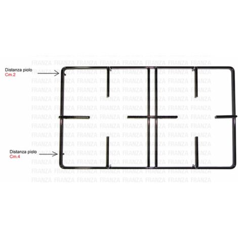 GRIGLIA 2 FUOCHI 455X268 CUCINA REX ZANUSSI ZOPPAS NERA SMALTATA 2 PIOLI