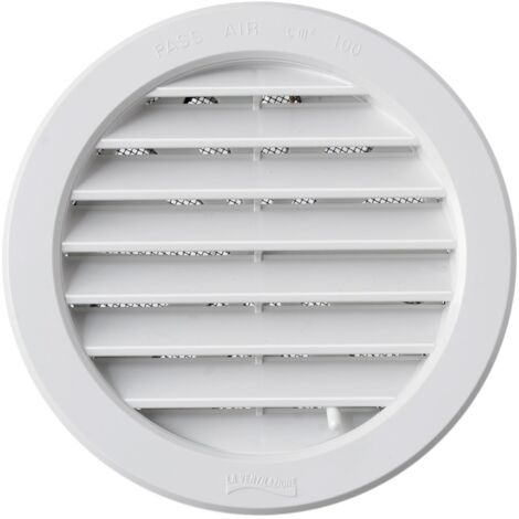 Griglia Aerazione Extra Da Incasso In Abs Bianco Con Rete E Dosatore   Cm 12,1