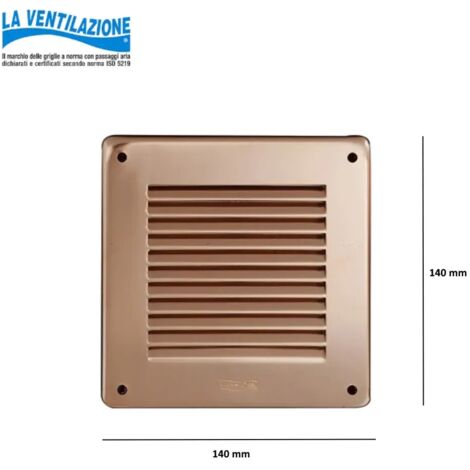 GRIGLIA AEREAZIONE IN RAME QUADRA 140X140 MM DA TASSELLATE