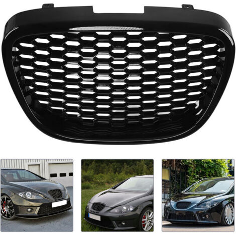 Griglia anteriore Ruining Car, nera lucida, ABS, resistente all'usura, paraurti, 1133007, protezione UV, ricambio/aggiornamento per Seat Leon MK2 1P 05-09 Ruining8X0go