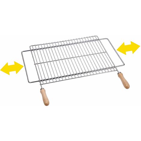 Griglia barbecue estensibile da 52,5 a 62,5x40 cm, inossidabile 18/8