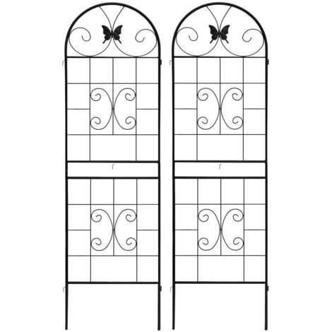 Griglia da giardino in metallo, set di 2 pezzi, per fiori da interno o esterno, per piante in vaso, piante verdi da interno, piante rampicanti, fiori e ortaggi, per recinzione del giardino o separé de