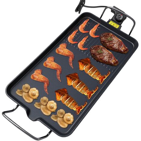 Griglia da interno senza fumo, piastra elettrica da 1500 W per barbecue coreano, rivestimento antiaderente, nera