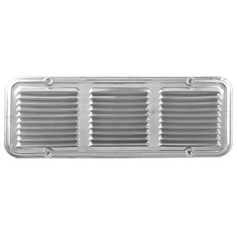 Griglia di aerazione rettangolare in alluminio con retina : Dimensione - 140x360 pass.aria cm2 150