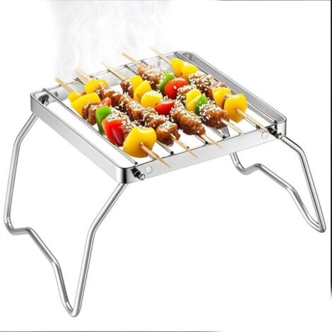 Griglia di cottura pieghevole: accessorio portatile in acciaio inox per campeggio, escursioni, picnic e barbecue all'aperto.