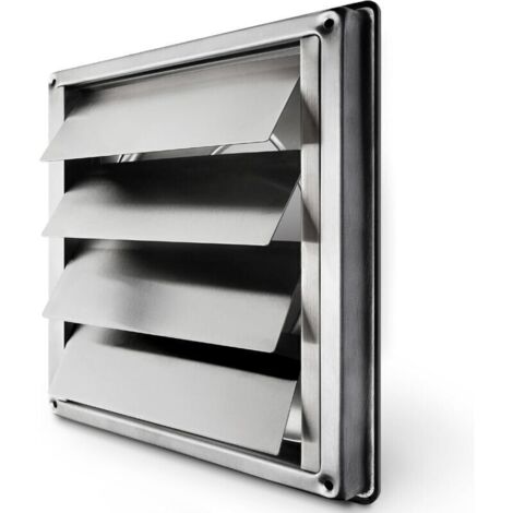 Griglia di ventilazione in acciaio inox da 150 mm con alette mobili anti-riflusso e chiusura automatica, griglia per cappa aspirante resistente / ventilazione in acciaio inox