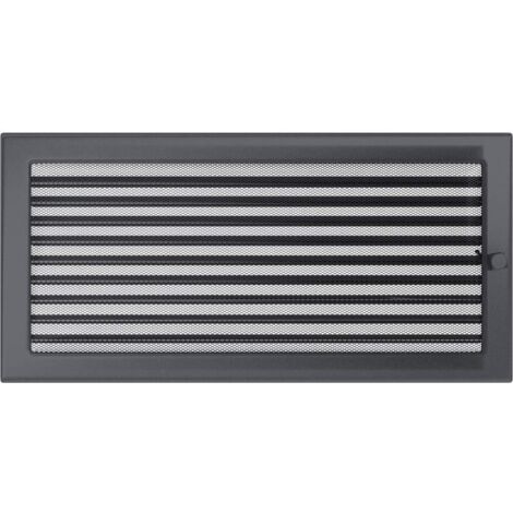 Griglia di ventilazione KRATKI con veneziane (lamelle)  22 x 45 cm  Grafite  Griglia di scarico per ventilazione camino  meccanicamente e resistente al surriscaldamento  Per ogni tipo di interno