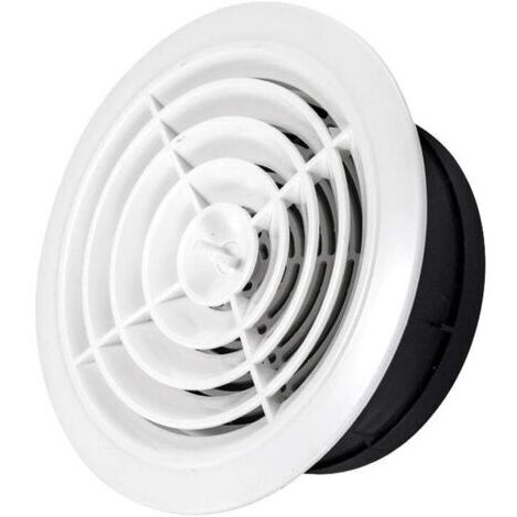 Griglia di ventilazione orientabile, adatta per ventilare soggiorni, mansarde, bagni, ecc., colore bianco - diametro apertura 94 mm.