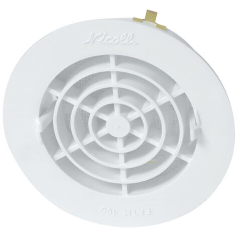 Griglia di ventilazione rotonda Ø100 mm a clip, bianca, con chiusura e zanzariera integrata