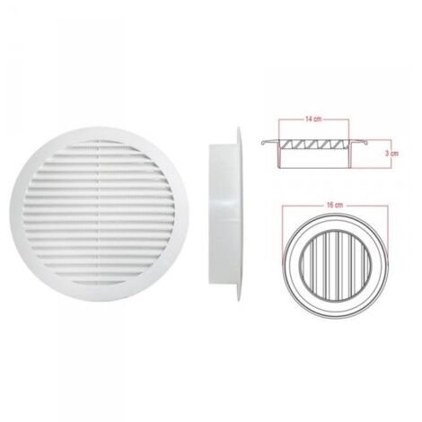 Griglia di Ventilazione Rotonda Griglia Aerazione In Plastica D160mm Foro 140mm Made In Italy