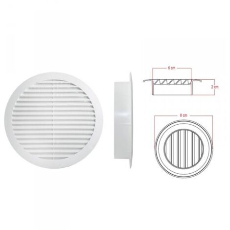 Griglia di Ventilazione Rotonda Griglia Aerazione In Plastica D80mm Foro 60mm Made In Italy