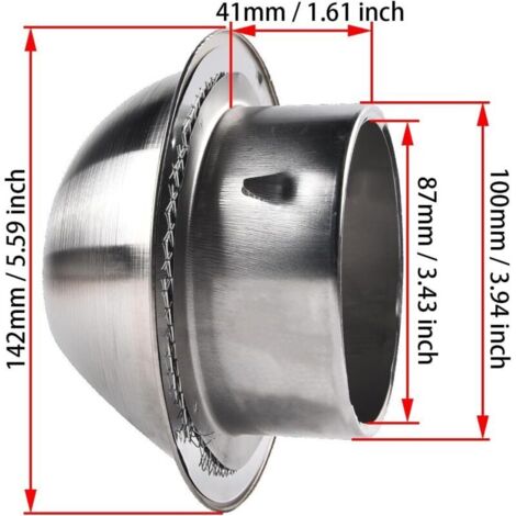 Griglia di ventilazione rotonda in acciaio inox per esterni, per ventilazione a parete, aria fresca, cappa aspirante (100 mm)