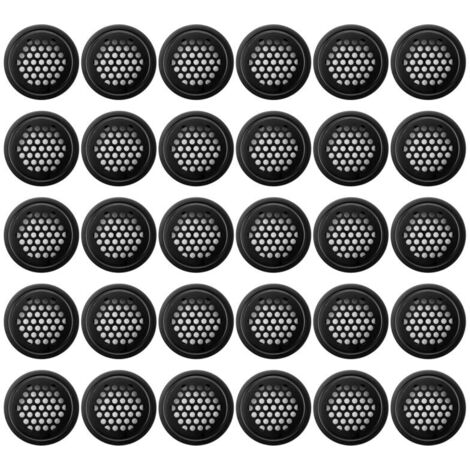 Griglia di ventilazione rotonda nera da 35 mm per bagno e scarpiere, confezione da 30