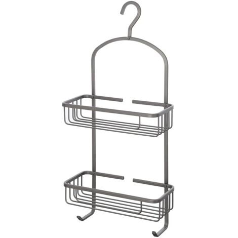 Griglia doccia portaoggetti rettangolare con gancio in acciaio nero opaco