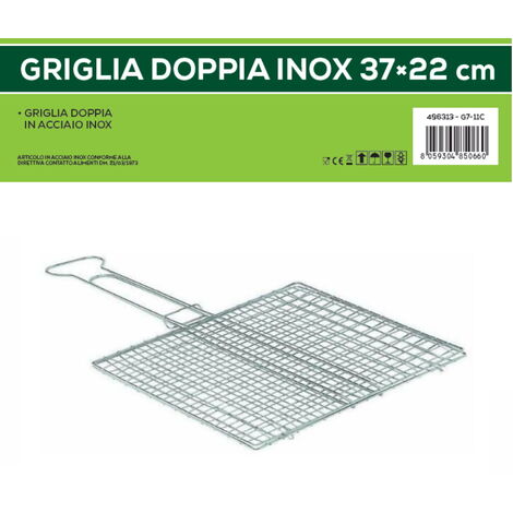 Griglia doppia inox, 37x22 cm