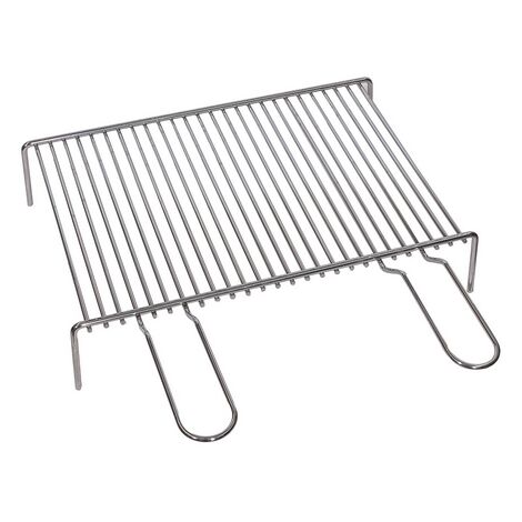 CRUCCOLINI Graticola Griglia per Barbecue in Acciaio Inox con Canaletta  raccoglisugo e Manico in legno cm 50x35 - BG72