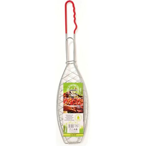 griglia pesce a rete per barbecue ompagrill in acciaio 14,4x64,5 cm