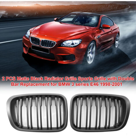 Griglia sportiva in due pezzi nera opaca con doppia barra, ricambio per BMW Serie 3 E46 Berlina Touring 1998-2001