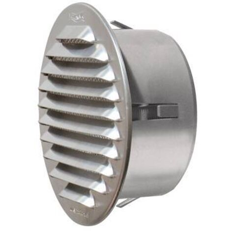 GRIGLIA TONDA IN METALLO DA INCASSO CON IMBOCCO IN PLASTICA Allum. D. 125 mm - Imb. 90 mm FIRST
