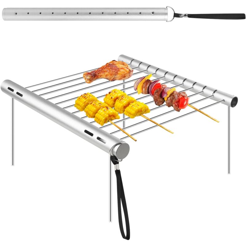 Image of Tonchean - Griglie per barbecue portatili, griglia per barbecue a carbone, griglia pieghevole in acciaio inossidabile, mini griglia da campeggio