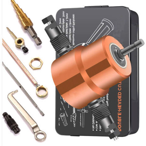 Grignoteuse de coupe de tôle à Double pointe, coupe-scie, fixation de perceuse réglable à 360 degrés avec outils de poinçonnage