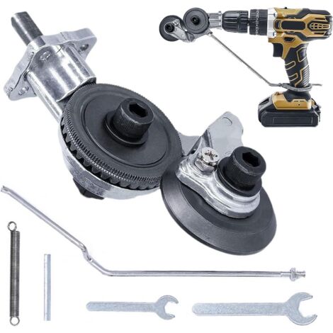 Grignoteuse de Tôle, Coupe-plaque de Perceuse Électrique Coupe-grignoteuse Tôle à Double Tête pour Couper de Fer, Acier, Cuivre, Aluminium (Convient pour perceuse au lithium 12V/21V)