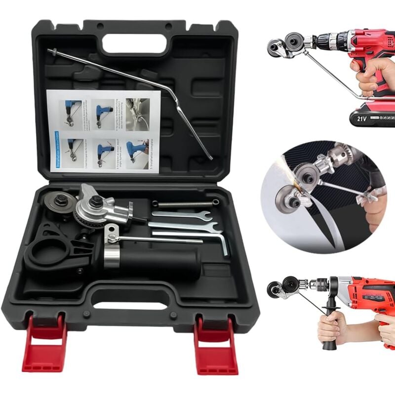 Grignoteuse De TôLe,Kamanan Coupeur De Plaque De Perceuse éLectrique,TôLe à Double TêTe Pour Couper De Fer Taglierina Multiuso Per Trapano Elettrico