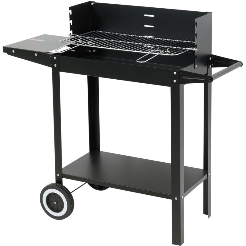 Gril à charbon de bois 48 x 26,5 cm, ouvert avec étagère, barbecue de camping