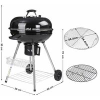 Gril à Charbon de Bois, en Acier émaillé, avec Thermomètre à Songmics Bbq testé TÜV SÜD Qualité supérieure testée par