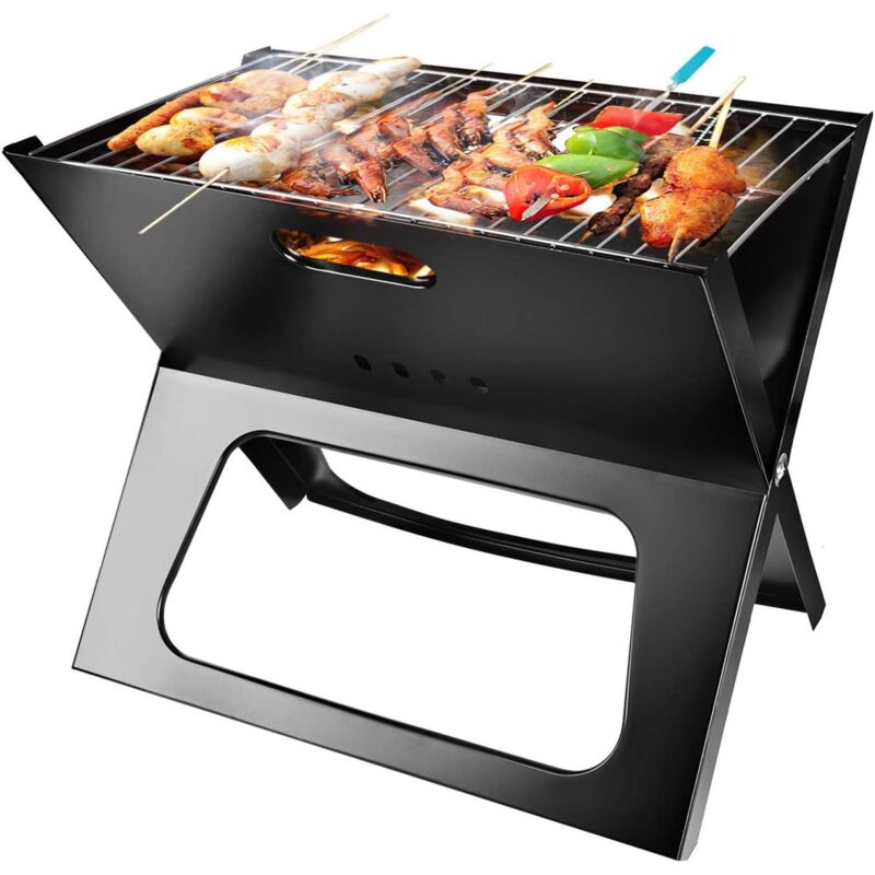 Gril à charbon portable, barbecue pliable et peu encombrant, grande surface de cuisson et gril de capacité pour le camping, les voyages, le jardin,