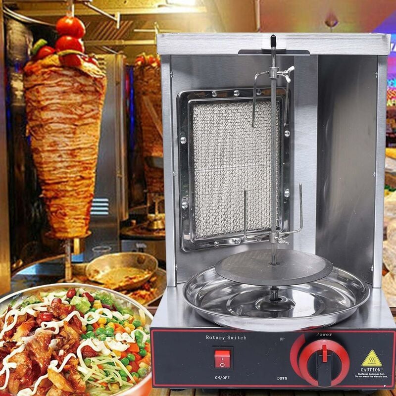 Gril à kebab en acier inoxydable pour usage domestique, gaz gpl, rôtissoire verticale, gril électrique, gril barbecue de table, gril à poulet vertical