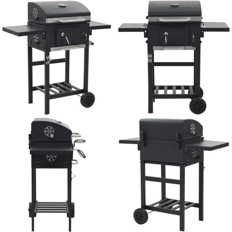 Vidaxl - Gril de barbecue au charbon de bois et étagère inférieure Noir - gril de barbecue - grils de barbecue - Home & Living - Noir