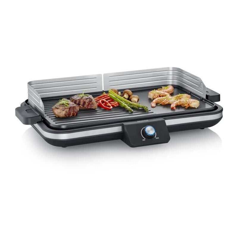 Plancha réglable jusqu'a 230°C Severin PG8564 - Plaque amovible antiadhésive - Gril électrique avec récupérateur de grai