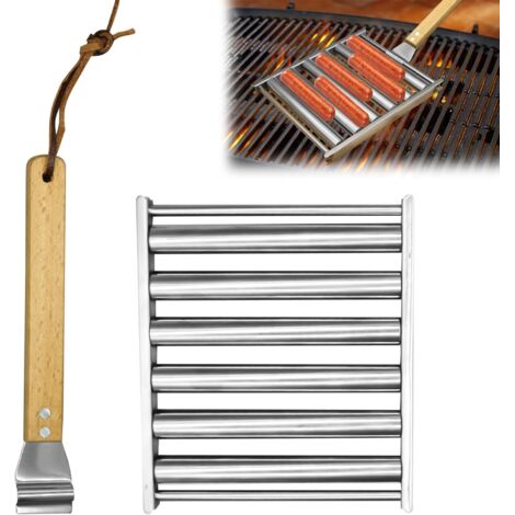 Gril rotatif pour hot-dogs, support vapeur pour hot-dogs avec poignée en bois, accessoires de barbecue - AquaForge