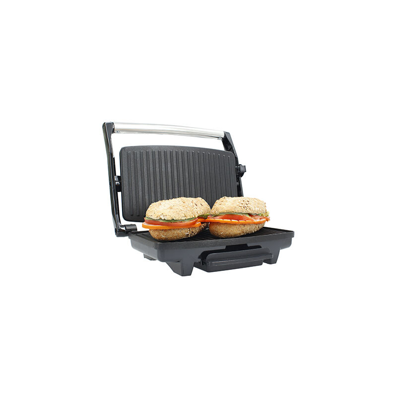 

TMPGR001 Grill eléctrico de 1.000W de potencia para parrilla y plancha, tapa de acero inoxidable y recubrimiento antiadherente - Tm Electron