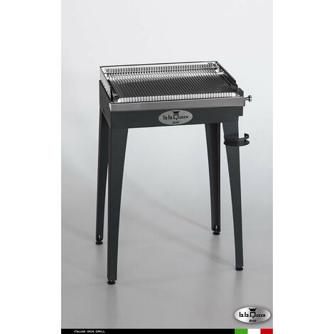 Grill 6.4 Inox  Piastra ondulata - Grigio antracite - Senza portapiatti - Senza paraschizzi - Senza kit mensola e ruote - barbecue, griglia, giardino, carne, a gas, acciaio made in Italy