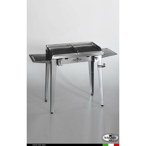 Grill 8.4 Inox  Piastra ondulata - Con portapiatti - Senza paraschizzi - Senza kit mensola e ruote - Satinato - barbecue, griglia, giardino, carne, a gas, acciaio made in Italy