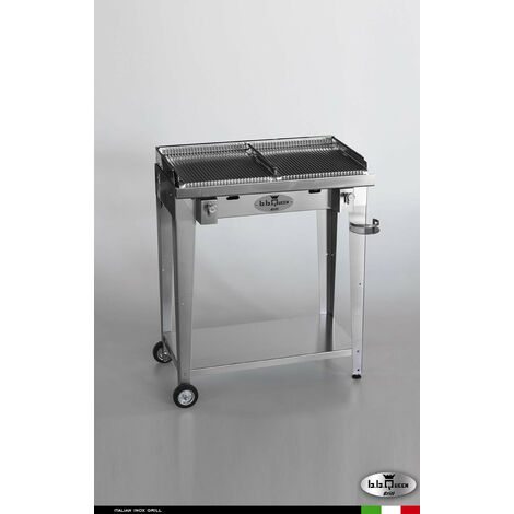 Grill 8.4 Inox  Piastra ondulata - Senza portapiatti - Senza paraschizzi - Con kit mensola e ruote - Satinato - barbecue, griglia, giardino, carne, a gas, acciaio made in Italy