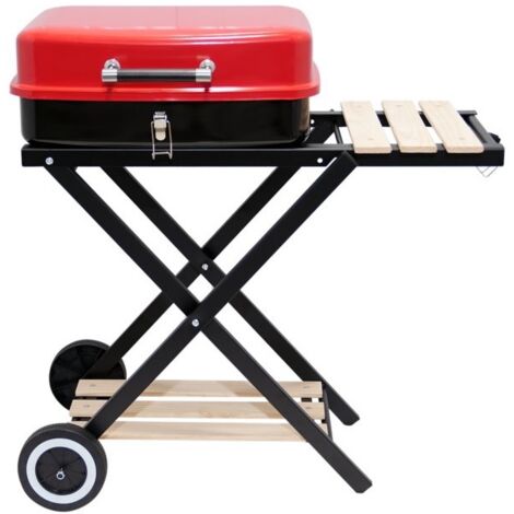 Grill a carbone pieghevole rosso e nero compatto Lund