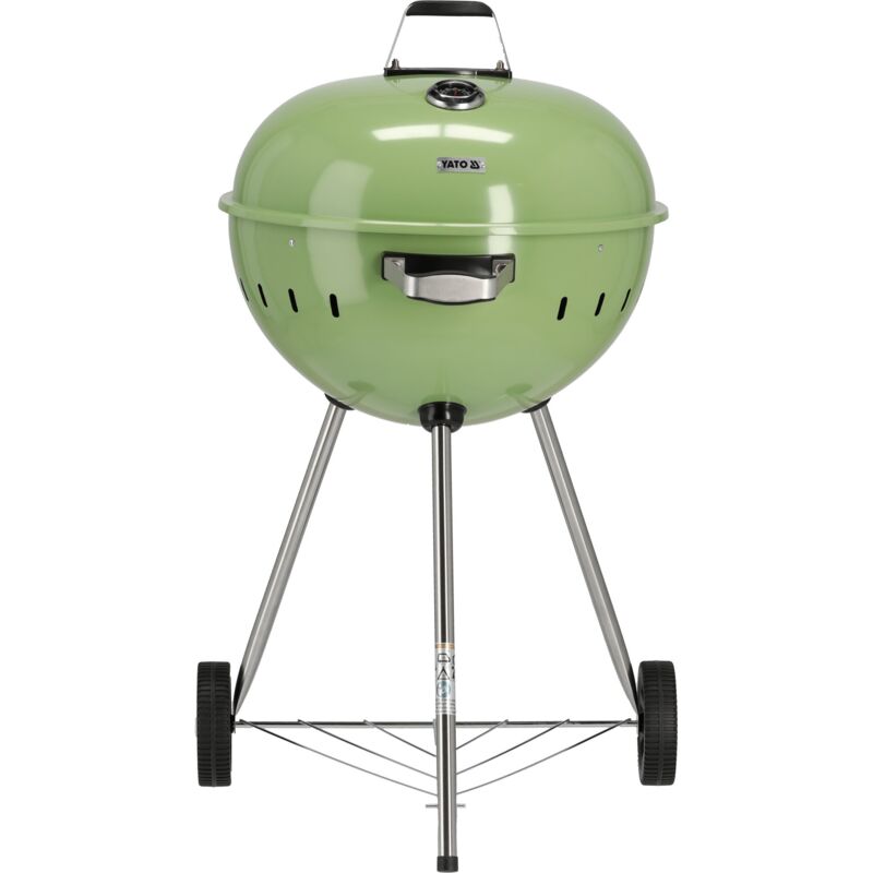 Grill à charbon de bois rond, barbecue boule 54 cm avec thermomètre, vert