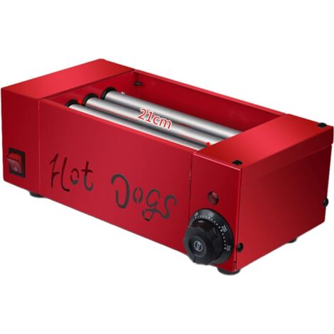 Grill à hot-dogs, grill à saucisses, température réglable, avec tambour en acier inoxydable et bac d'égouttage