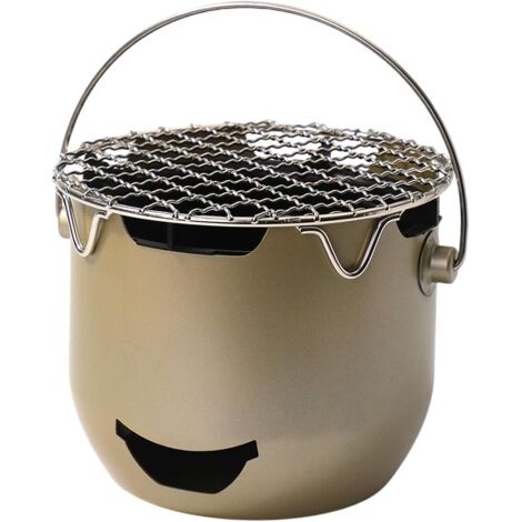 Grill au Charbon de Table - Barbecue avec Grille de Cuisson et Poignée -