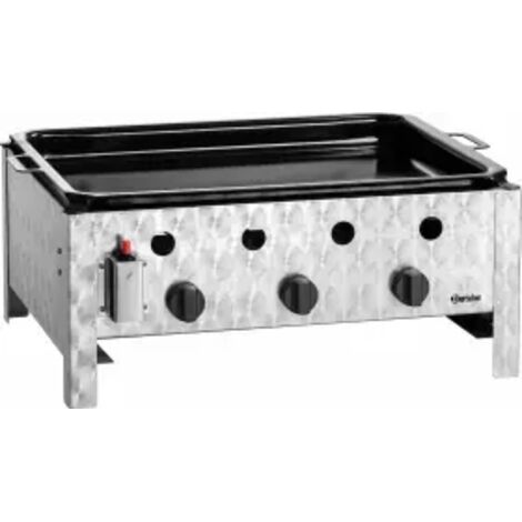 Grill combiné à gaz 3 brûleurs, en acier émaillé, 10 000 W, GAZ
