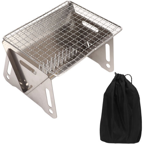 Grill de Camping Pliable en Acier Inoxydable Résistant à la Chaleur avec Holes de Ventilation pour Barbecue Charbon Portable