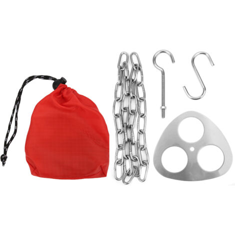 Grill de Camping Portable en Acier Inoxydable avec Trépied et Chaîne pour Marmite