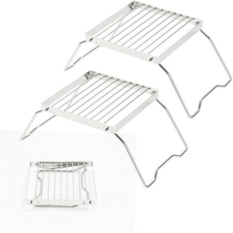 Grill De Feu De Campagne Pliable - Acier Inoxydable 304 - Pour Feu Ouvert Charbon Gaz Fourneau À Alcool - 2 Pièces