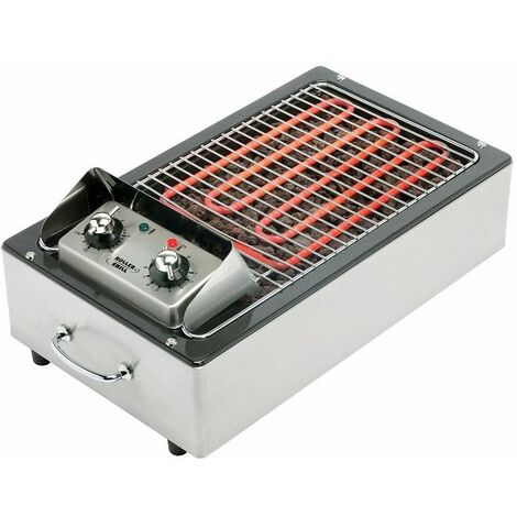 Grill électrique à pierres de lave – Barbecue avec régulateur d'énergie 7 positions – Bac à lave émaillé pour cuisson saine – Roller Grill